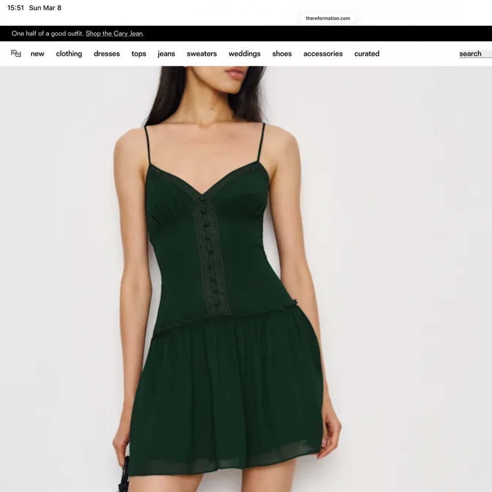 Reformation Citrus Dress Forest Green Size 6 (NWT)